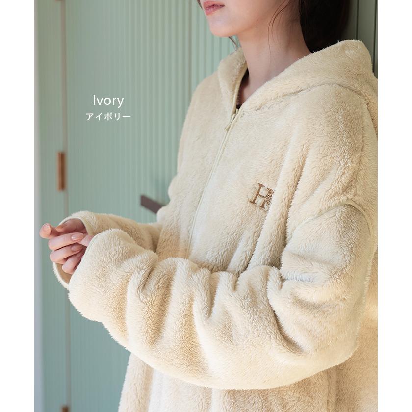 ルームウェア レディース 着る毛布 あったか 暖か 部屋着 ボア ロング ロングワンピース パーカー パーカーワンピ 起毛 | HUG.U | 18