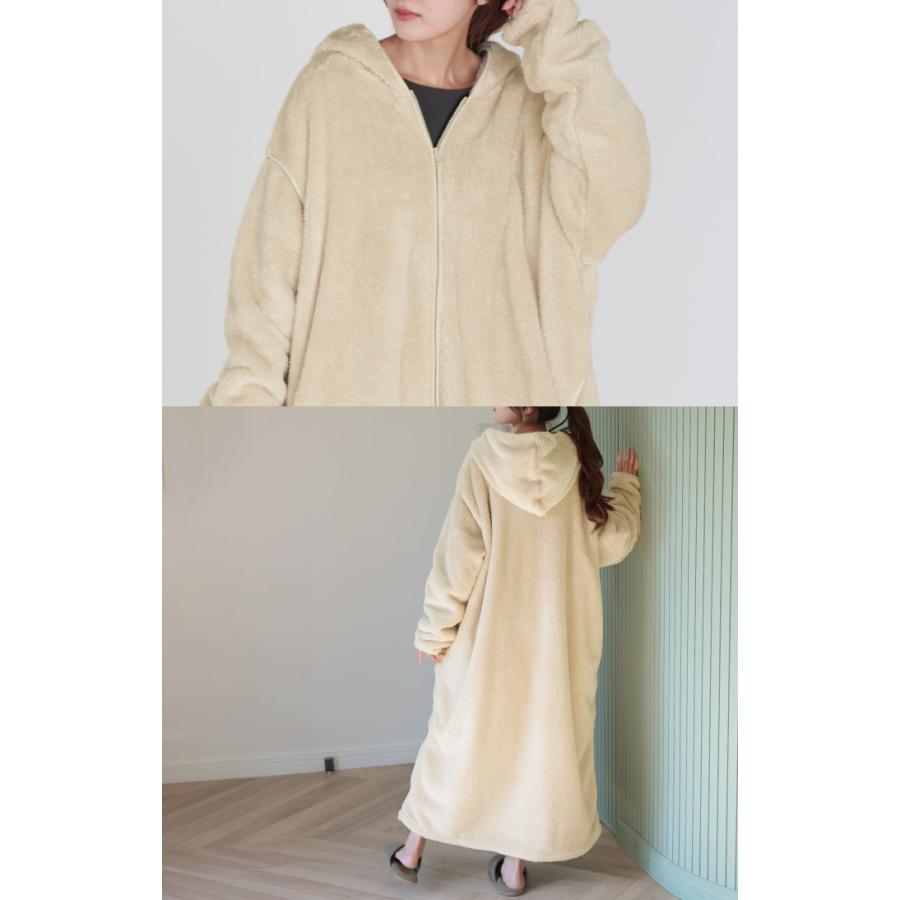 ルームウェア レディース 着る毛布 あったか 暖か 部屋着 ボア ロング ロングワンピース パーカー パーカーワンピ 起毛 | HUG.U | 19