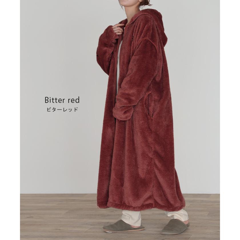 ルームウェア レディース 着る毛布 あったか 暖か 部屋着 ボア ロング ロングワンピース パーカー パーカーワンピ 起毛 | HUG.U | 23