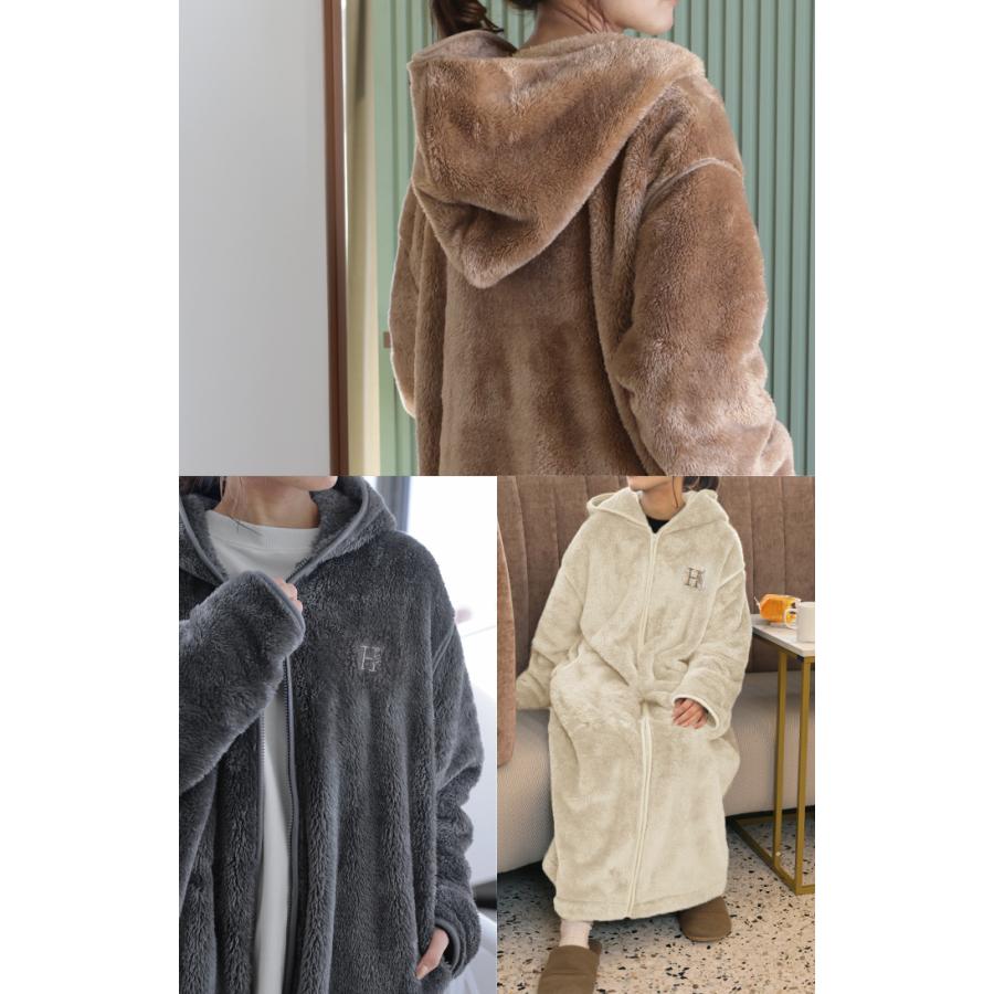 ルームウェア レディース 着る毛布 あったか 暖か 部屋着 ボア ロング ロングワンピース パーカー パーカーワンピ 起毛 | HUG.U | 11