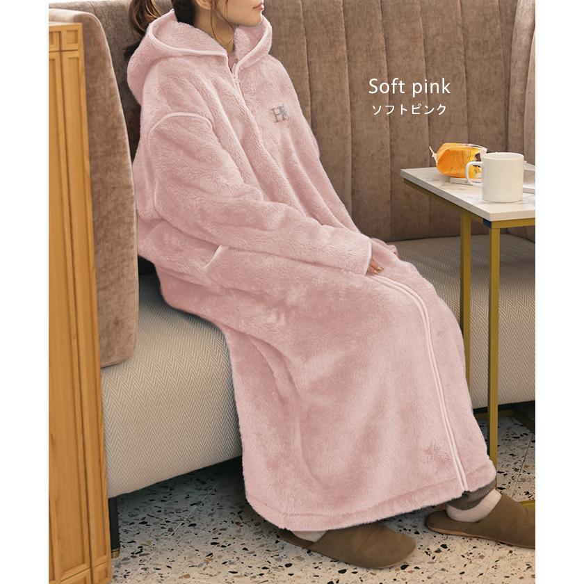 ルームウェア レディース 着る毛布 あったか 暖か 部屋着 ボア ロング ロングワンピース パーカー パーカーワンピ 起毛 | HUG.U | 16
