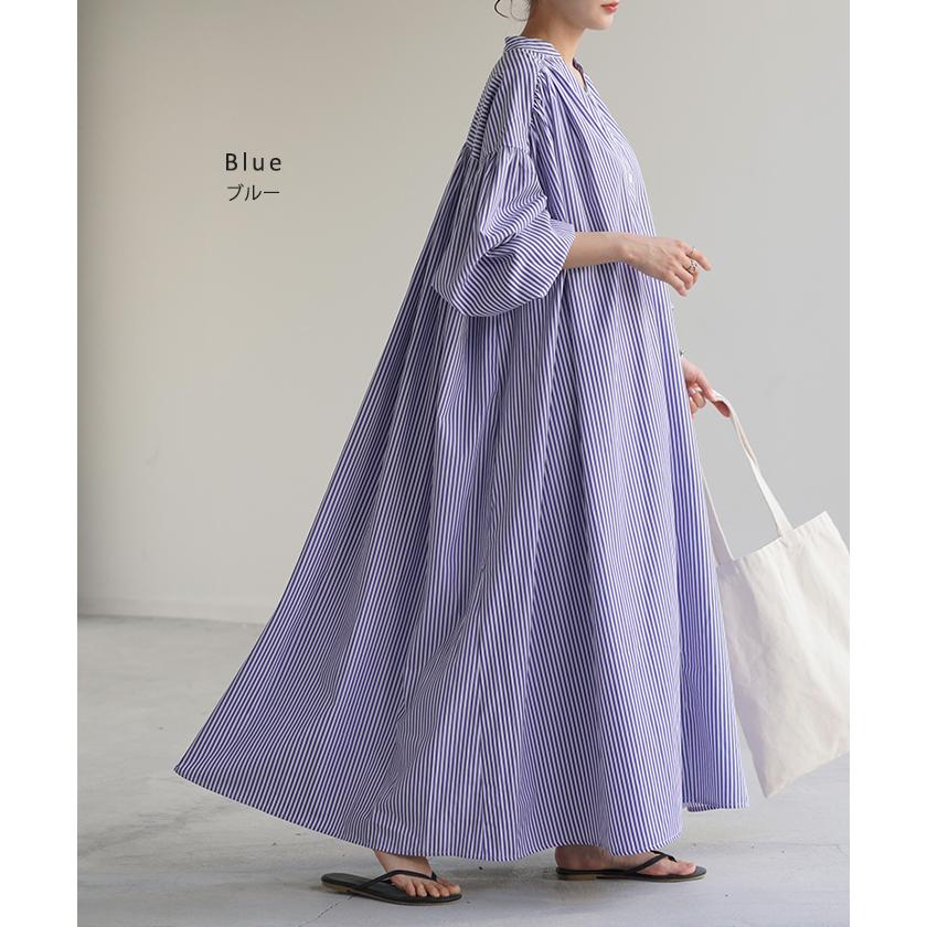 ワンピース ワンピ シャツ シワになりにくい シャツワンピ シャツワンピース ワンピース バックシャン ストライプ | HUG.U | 17
