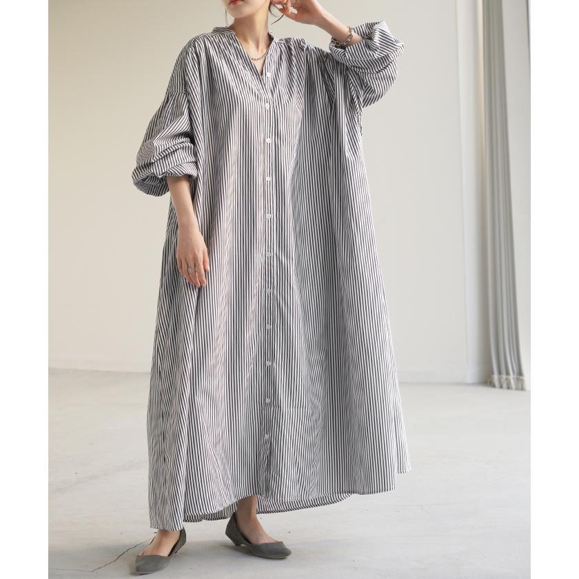 ワンピース ワンピ シャツ シワになりにくい シャツワンピ シャツワンピース ワンピース バックシャン ストライプ | HUG.U | 20