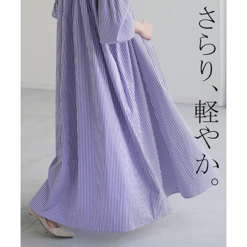 ワンピース ワンピ シャツ シワになりにくい シャツワンピ シャツワンピース ワンピース バックシャン ストライプ | HUG.U | 06