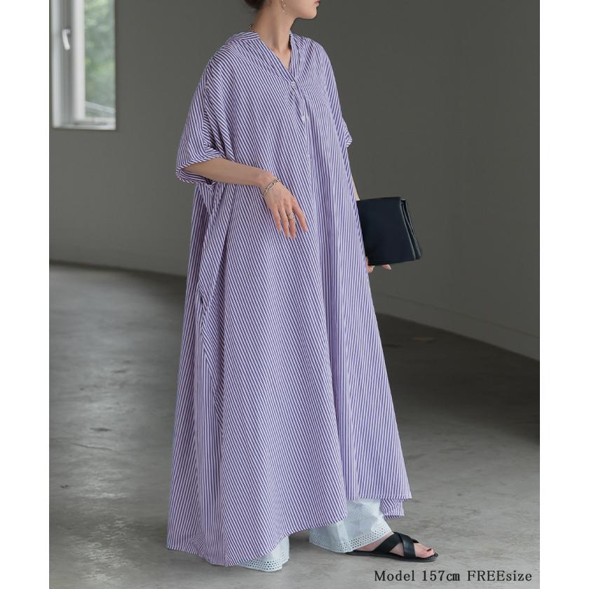 ワンピース ワンピ シャツ シワになりにくい シャツワンピ シャツワンピース ワンピース バックシャン ストライプ | HUG.U | 10