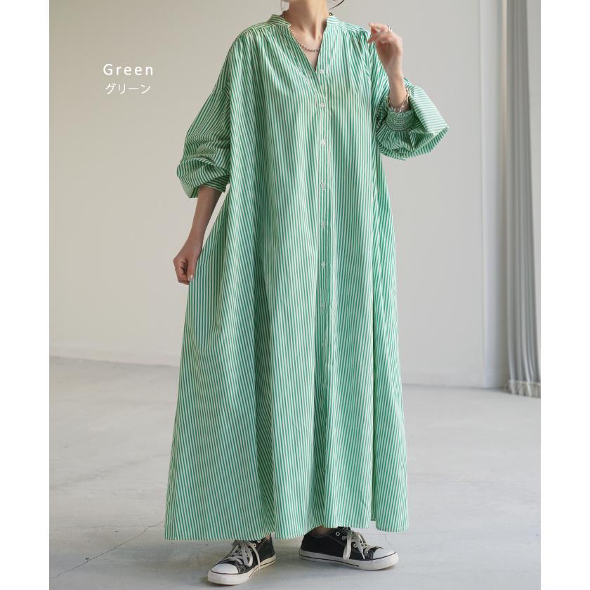 ワンピース ワンピ シャツ シワになりにくい シャツワンピ シャツワンピース ワンピース バックシャン ストライプ | HUG.U | 12