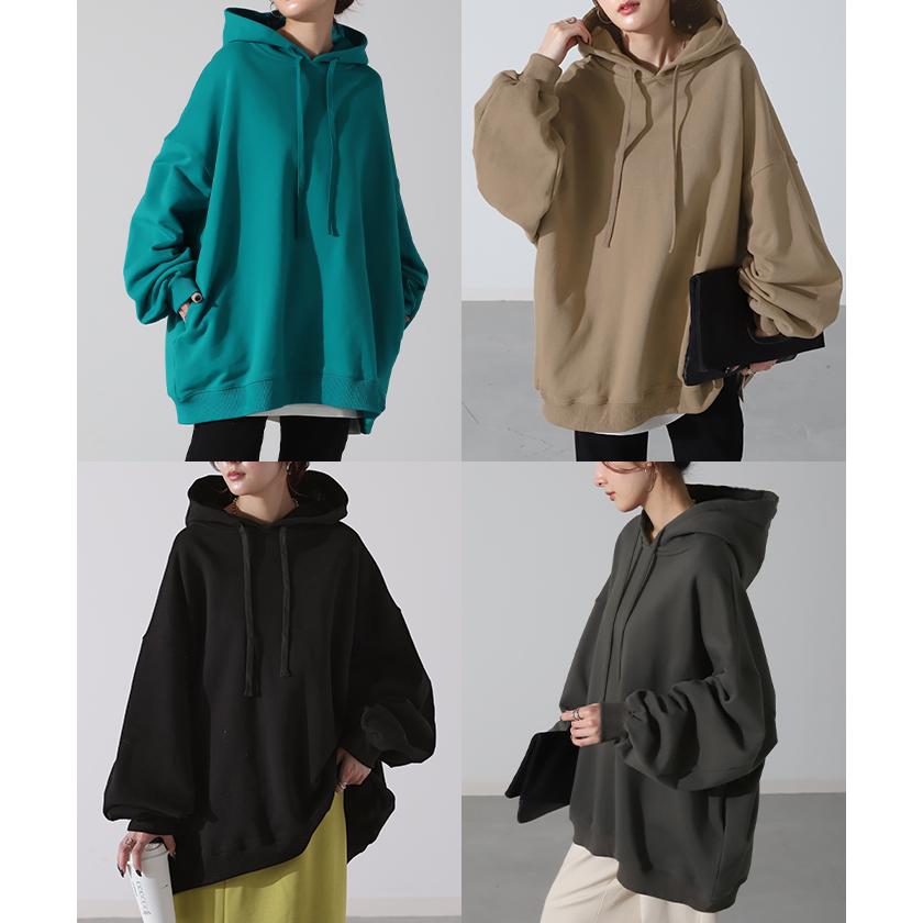 パーカー カラバリ豊富 オーバーサイズ 体型カバー 綿100 トレーナー アウター レディース ライトアウター 2411sl | HUG.U | 12