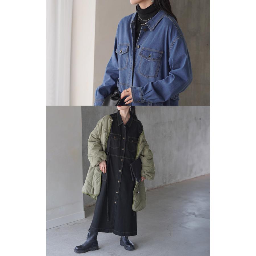 ワンピース デニム シャツ ワンピ ロング ロングワンピース デニムワンピース デニムワンピ レディース アウター 長い デニムシャツ シャツワンピース | HUG.U | 16