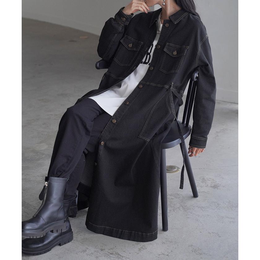 ワンピース デニム シャツ ワンピ ロング ロングワンピース デニムワンピース デニムワンピ レディース アウター 長い デニムシャツ シャツワンピース | HUG.U | 18