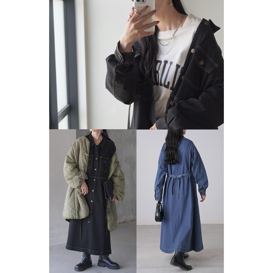 ワンピース デニム シャツ ワンピ ロング ロングワンピース デニムワンピース デニムワンピ レディース アウター 長い デニムシャツ シャツワンピース | HUG.U | 10