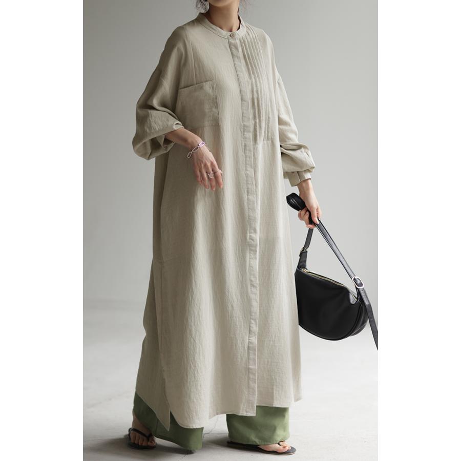 ワンピース ロング 麻混 ナチュラル シャツ シャツワンピース ワンピ レディース ロングワンピース ロングワンピ | HUG.U | 18