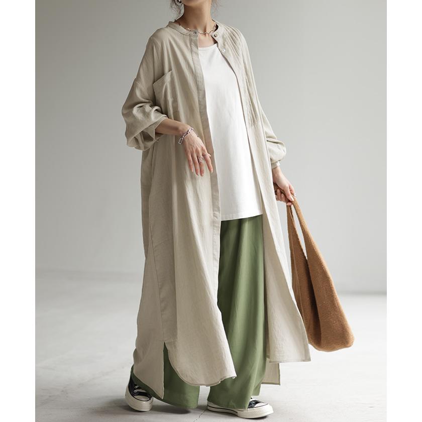 ワンピース ロング 麻混 ナチュラル シャツ シャツワンピース ワンピ レディース ロングワンピース ロングワンピ | HUG.U | 06