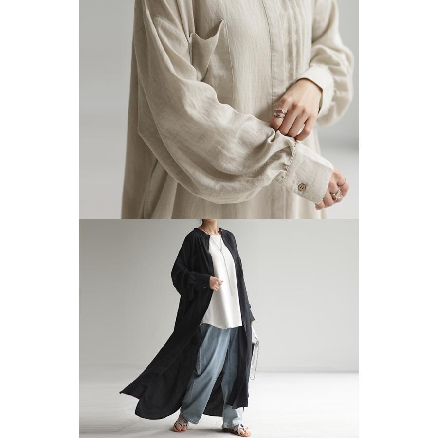 ワンピース ロング 麻混 ナチュラル シャツ シャツワンピース ワンピ レディース ロングワンピース ロングワンピ | HUG.U | 09