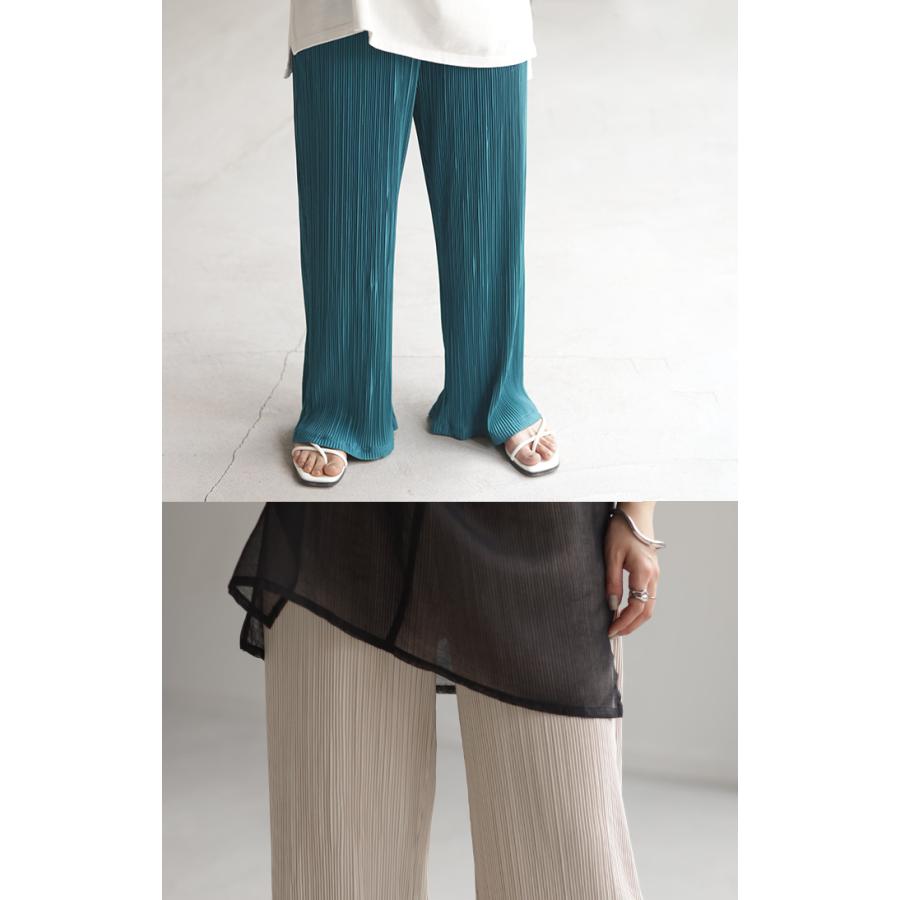 SALE パンツ 腹巻き 切れる リブパンツ プリーツ セルフカット ワイドパンツ レディース ボトムス リブ カットオフ | HUG.U | 19