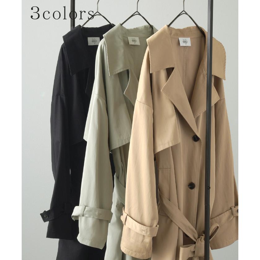 トレンチコート レディース 軽い アウター トレンチ コート ロング ロングコート ライトアウター 薄手 軽量 マキシ 2411sl | HUG.U | 12