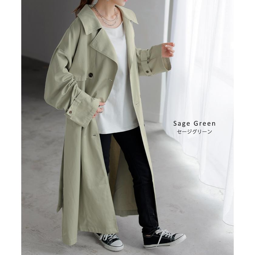 トレンチコート レディース 軽い アウター トレンチ コート ロング ロングコート ライトアウター 薄手 軽量 マキシ 2411sl | HUG.U | 13