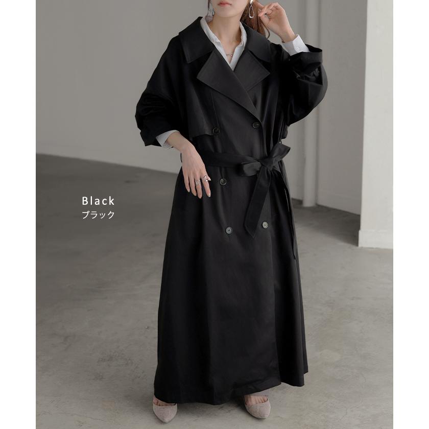 トレンチコート レディース 軽い アウター トレンチ コート ロング ロングコート ライトアウター 薄手 軽量 マキシ 2411sl | HUG.U | 14