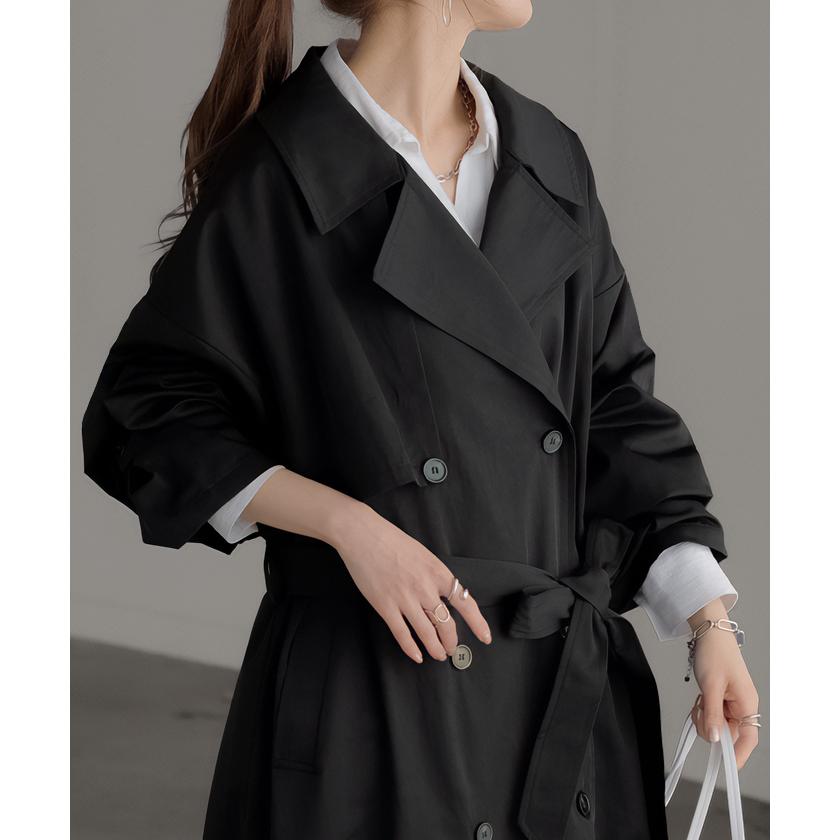 トレンチコート レディース 軽い アウター トレンチ コート ロング ロングコート ライトアウター 薄手 軽量 マキシ 2411sl | HUG.U | 05