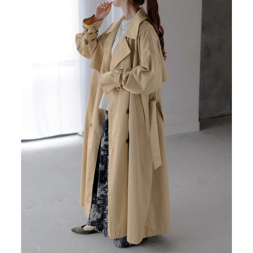 トレンチコート レディース 軽い アウター トレンチ コート ロング ロングコート ライトアウター 薄手 軽量 マキシ 2411sl | HUG.U | 07