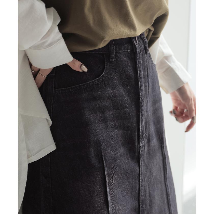 スカート デニム ロング レディース ボトムス デニムスカート ロングスカート Aライン ハイウエスト | HUG.U | 16