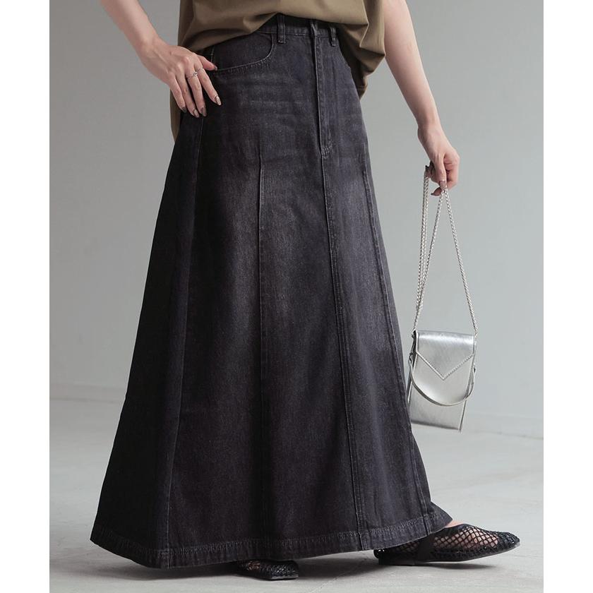 スカート デニム ロング レディース ボトムス デニムスカート ロングスカート Aライン ハイウエスト | HUG.U | 06
