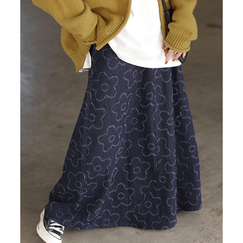 HUG.U（ハグユー） スカート デニム 花柄 ロング レディース ボトムス