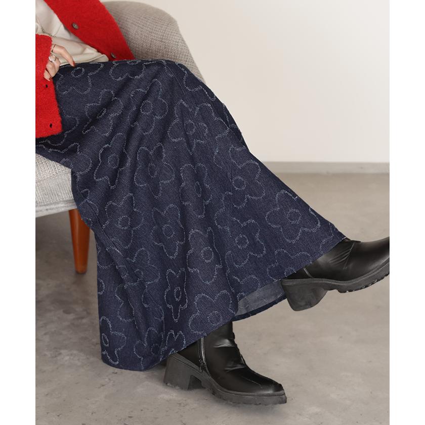 HUG.U（ハグユー） スカート デニム 花柄 ロング レディース ボトムス