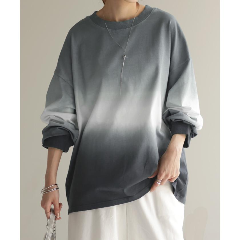 ロンT グラデーション トップス 綿100 レディース 長袖 Tシャツ カットソー ロング ティーシャツ チュニック | HUG.U | 07