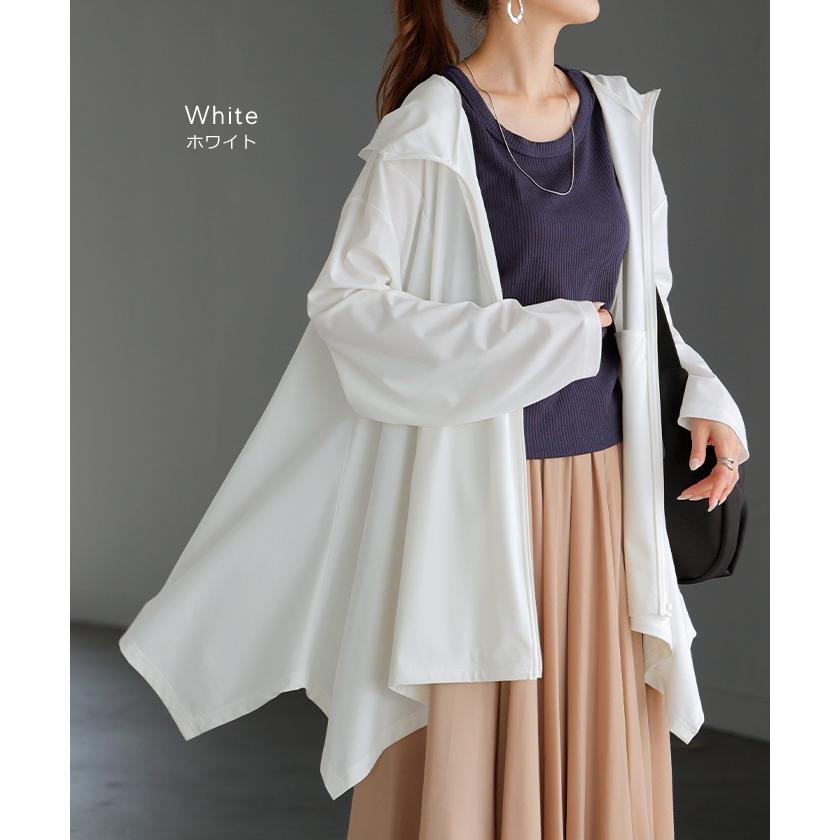 パーカー 接触冷感 UVカット 変形 カーディガン カーデ ポンチョ 薄手 レディース トップス チュニック | HUG.U | 19