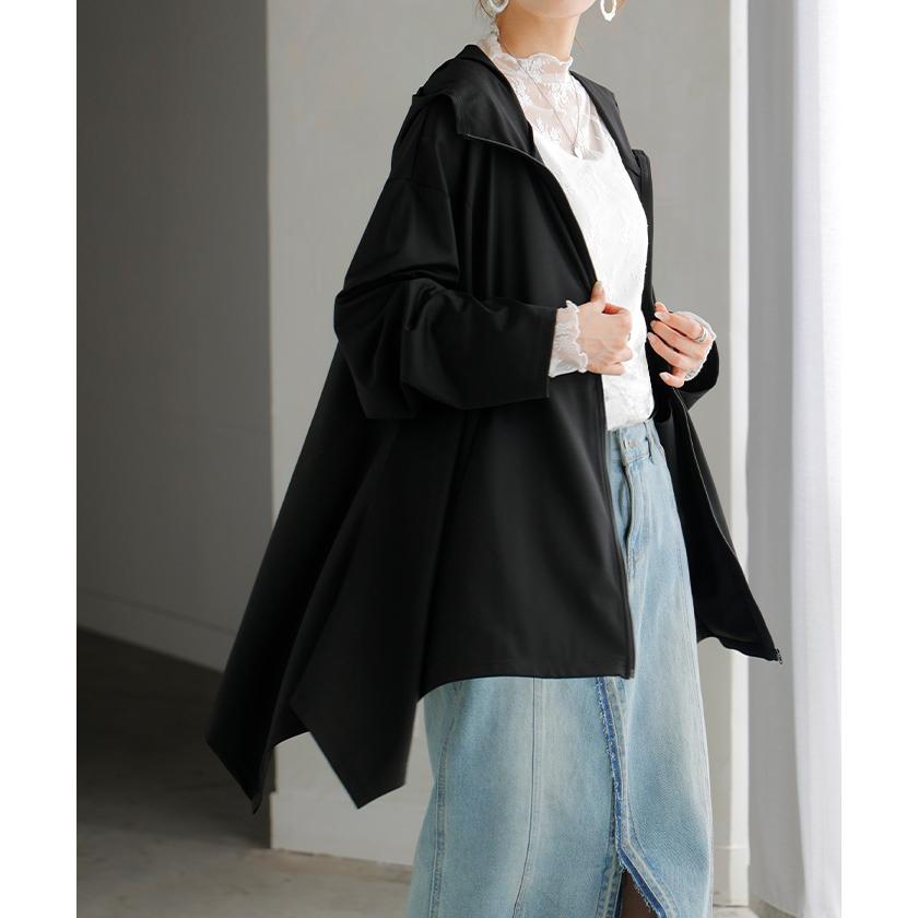 パーカー 接触冷感 UVカット 変形 カーディガン カーデ ポンチョ 薄手 レディース トップス チュニック | HUG.U | 10