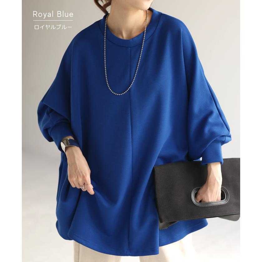 ロンT 体型カバー ドルマン トップス 二の腕カバー レディース カットソー 長袖 Tシャツ ロング | HUG.U | 17