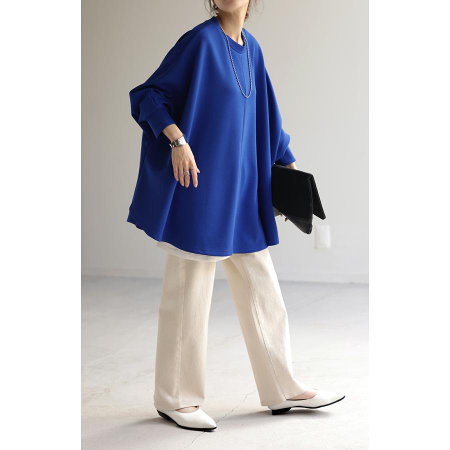 ロンT 体型カバー ドルマン トップス 二の腕カバー レディース カットソー 長袖 Tシャツ ロング | HUG.U | 11