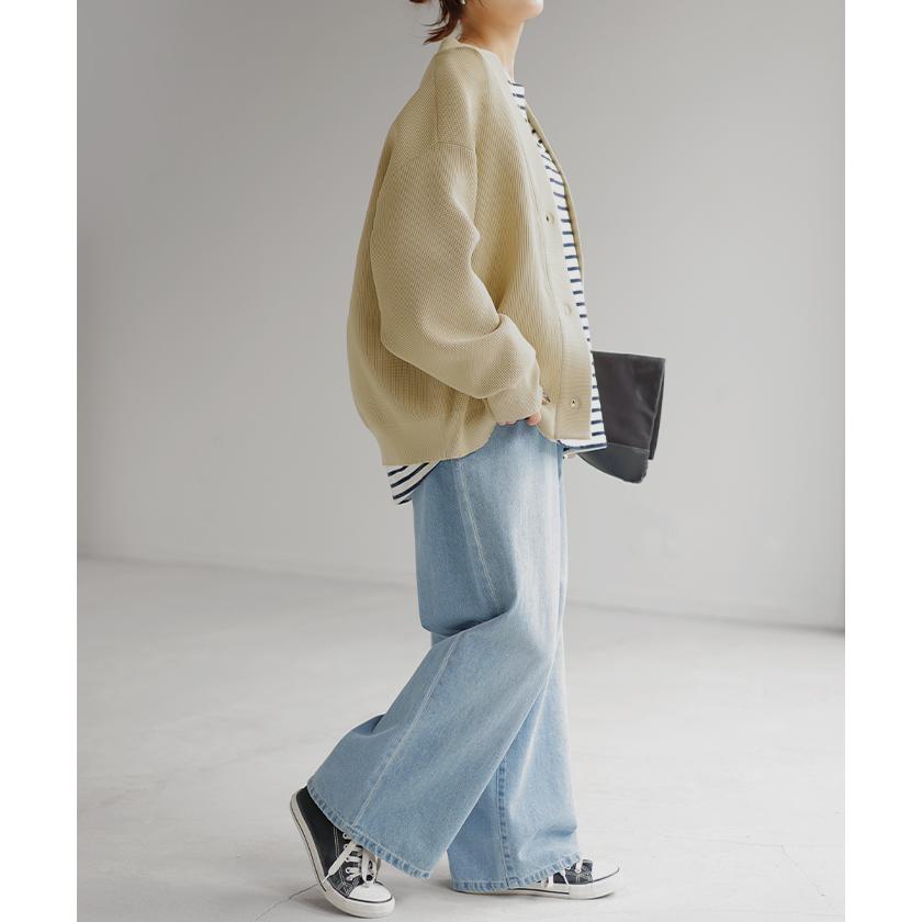 カーディガン カーデ ショート丈 スポンジ ニット ワッフル チクチクしない レディース セーター トップス | HUG.U | 14