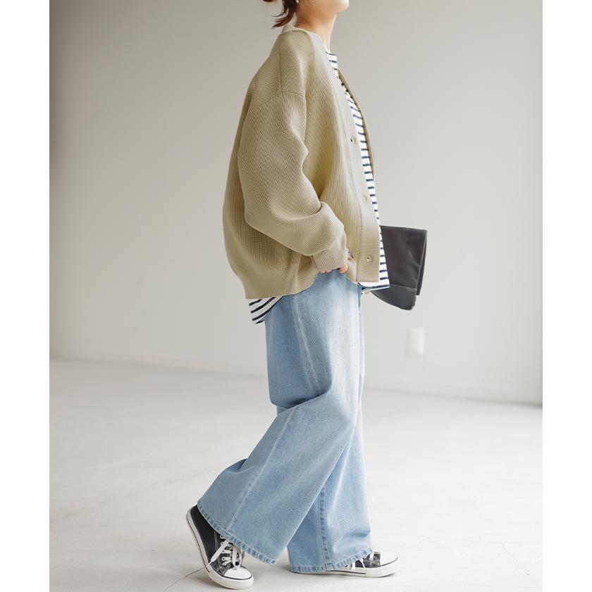 カーディガン カーデ ショート丈 スポンジ ニット ワッフル チクチクしない レディース セーター トップス | HUG.U | 14