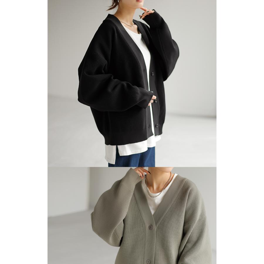 カーディガン カーデ ショート丈 スポンジ ニット ワッフル チクチクしない レディース セーター トップス | HUG.U | 19