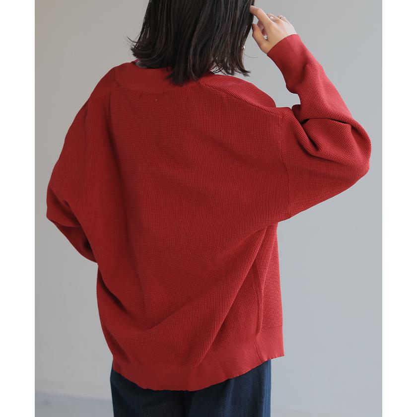 カーディガン カーデ ショート丈 スポンジ ニット ワッフル チクチクしない レディース セーター トップス | HUG.U | 20