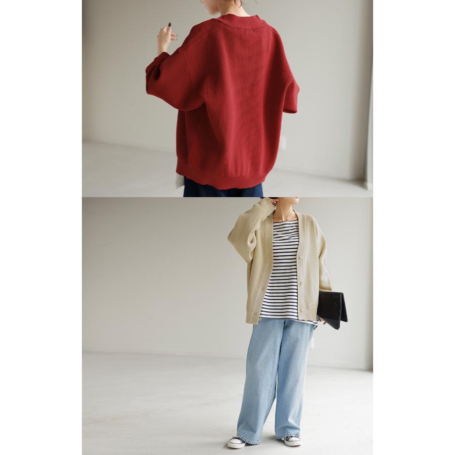 カーディガン カーデ ショート丈 スポンジ ニット ワッフル チクチクしない レディース セーター トップス | HUG.U | 10