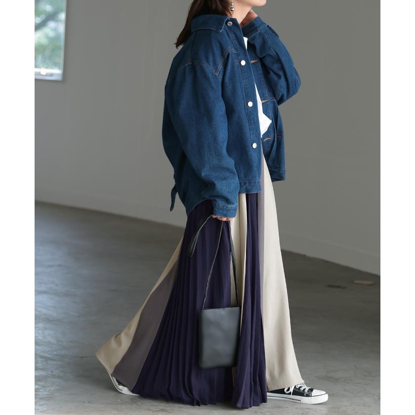 スカート 配色 プリーツ プリーツスカート レディース ボトムス ロングスカート ロング マキシ | HUG.U | 19