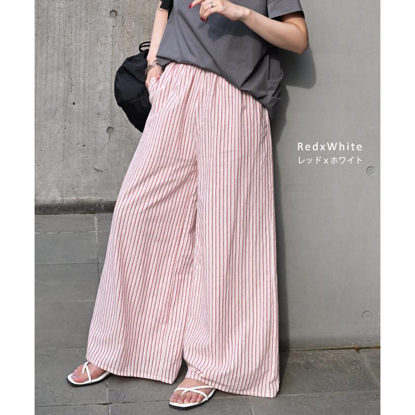 パンツ ダブル コットン パンツ レディース ロング ワイドパンツ ワイド 選べる丈 涼しい 透けない 無地 | HUG.U | 23