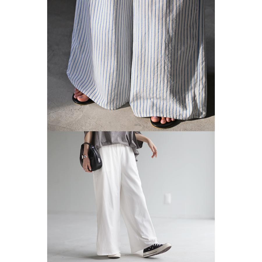 パンツ ダブル コットン パンツ レディース ロング ワイドパンツ ワイド 選べる丈 涼しい 透けない 無地 | HUG.U | 26