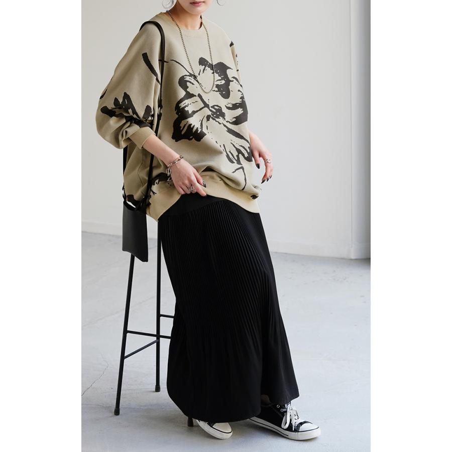 ニット 花柄 スポンジニット 体型カバー レディース プルオーバー セーター トレーナー トップス 軽い | HUG.U | 12