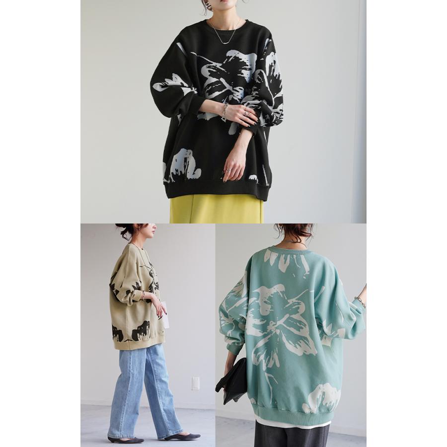 ニット 花柄 スポンジニット 体型カバー レディース プルオーバー セーター トレーナー トップス 軽い | HUG.U | 19