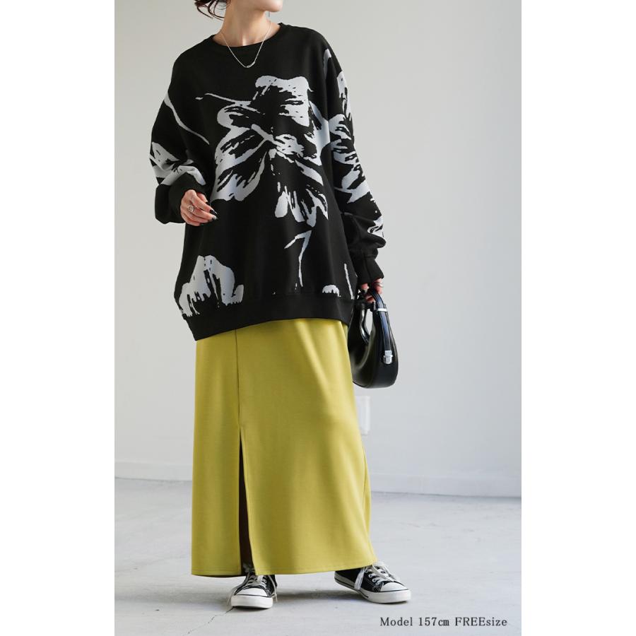 ニット 花柄 スポンジニット 体型カバー レディース プルオーバー セーター トレーナー トップス 軽い | HUG.U | 06