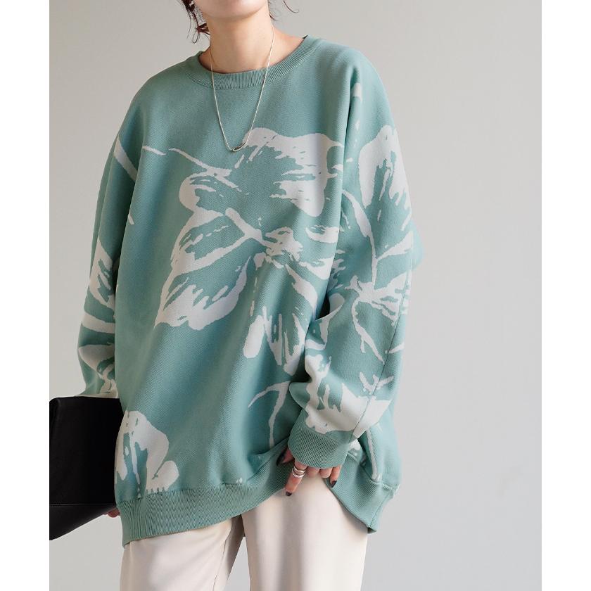 ニット 花柄 スポンジニット 体型カバー レディース プルオーバー セーター トレーナー トップス 軽い | HUG.U | 11