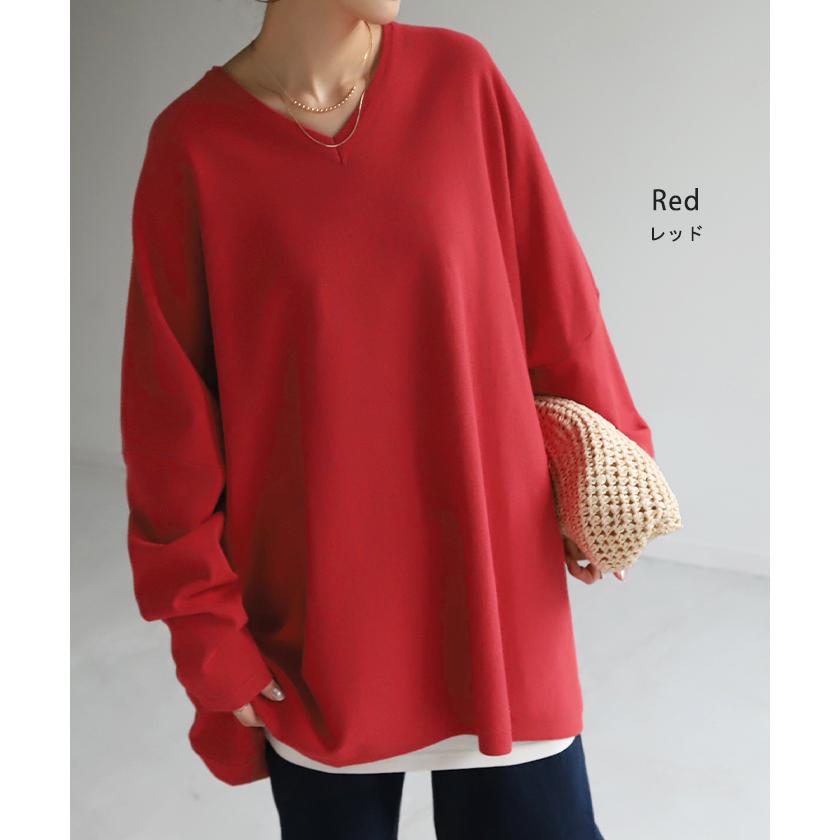 ニット 体型カバー 薄手 トップス レイヤード レディース ドルマントップス セーター Vネック ゆったり | HUG.U | 15