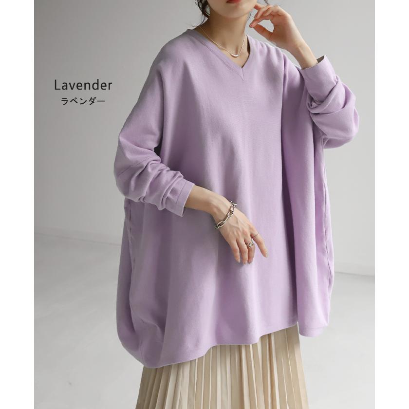 ニット 体型カバー 薄手 トップス レイヤード レディース ドルマントップス セーター Vネック ゆったり | HUG.U | 16