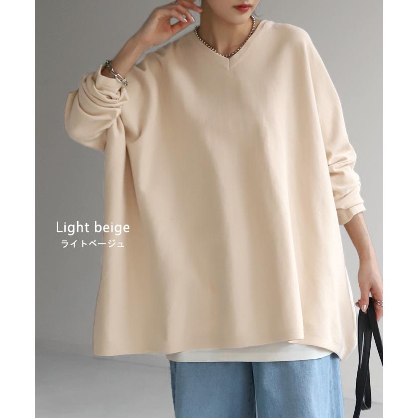 ニット 体型カバー 薄手 トップス レイヤード レディース ドルマントップス セーター Vネック ゆったり | HUG.U | 18