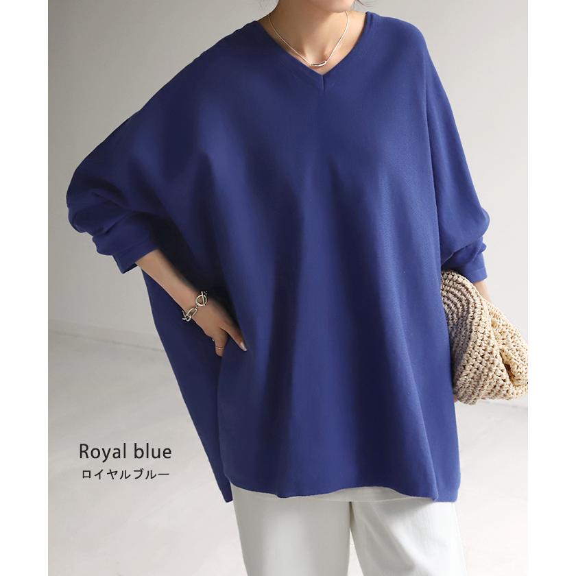 ニット 体型カバー 薄手 トップス レイヤード レディース ドルマントップス セーター Vネック ゆったり | HUG.U | 19