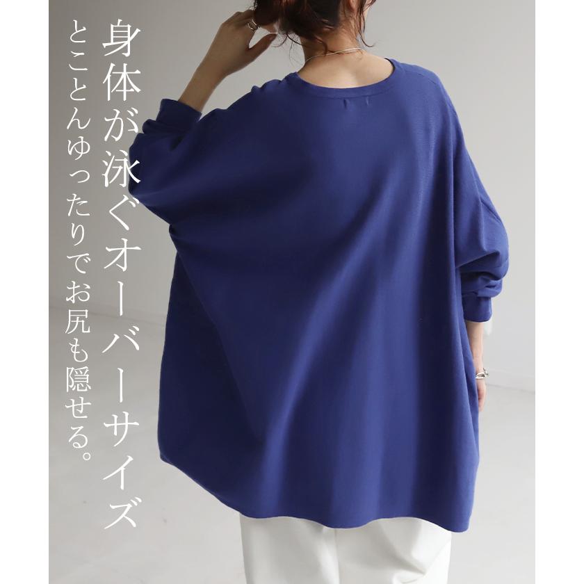 ニット 体型カバー 薄手 トップス レイヤード レディース ドルマントップス セーター Vネック ゆったり | HUG.U | 23