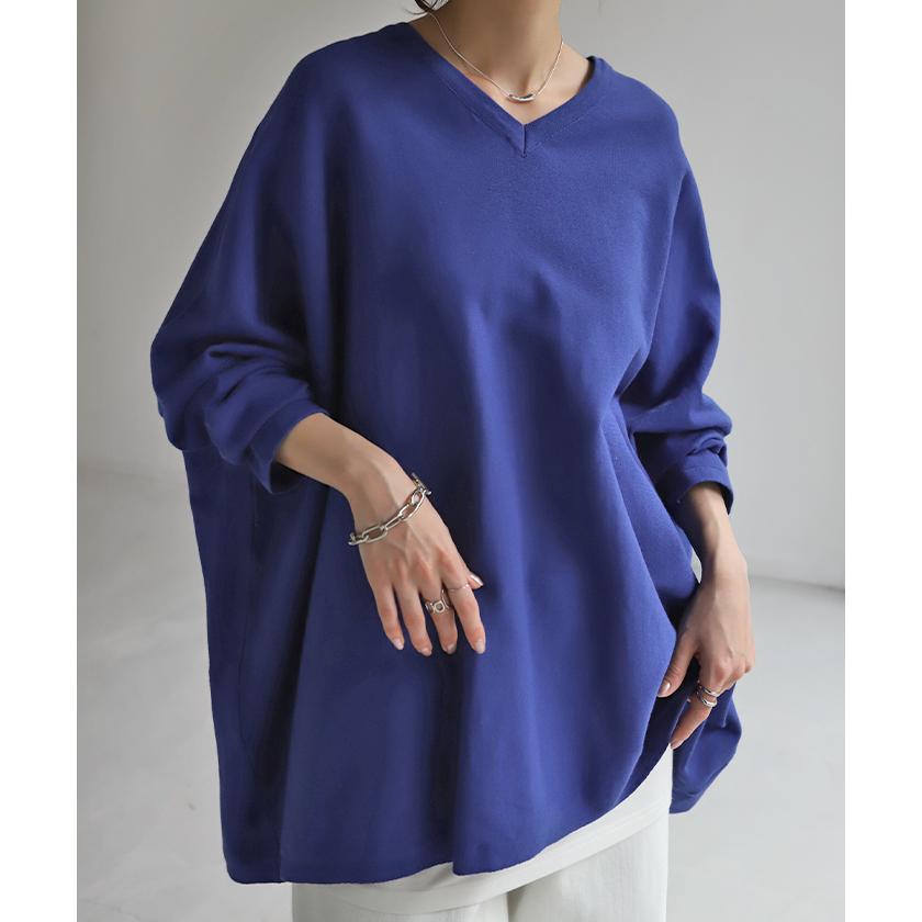ニット 体型カバー 薄手 トップス レイヤード レディース ドルマントップス セーター Vネック ゆったり | HUG.U | 09